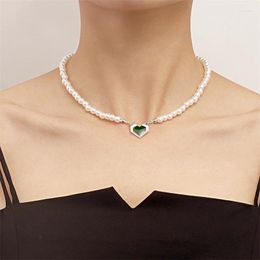 Pendant Necklaces Vintage Link Chain Heart Necklace Female Women 2023 Fashion Imitation Pearl For Woman Jewelry Gift