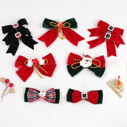 Headwear Hair Accessories Christmas Hair Bow Accessories Santa Red Velvet Hair Clips for Toddler Girls 231121