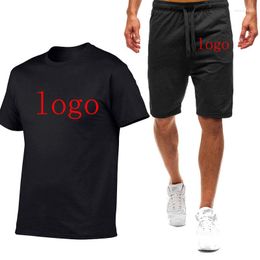 Men's Suits Logo Customization 2023 Men's Casual Fashionable Print 2 PCS Sweat Shorts Sleeve T-shirts Sportswear Tracksuit