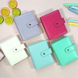 Macaron Colour 6 Ring Binder PU Clip-on Notebook Leather Loose Leaf Cover Notebooks Journal Kawaii Stationery