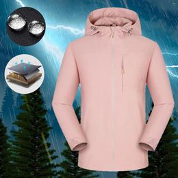 Women's Jackets Stand Collar Windbreaker Hooded Coat Warm Outdoor Jacket Zip Up Windproof Lightweight Pockets