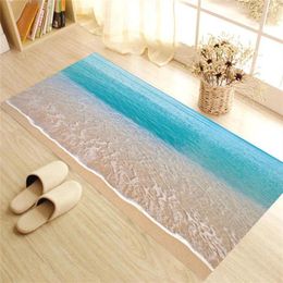 2017 Creative 3D Wall Stickers sea sandbeach twill skid-proof Bathroom Floor Sticker Kids room wall decals Poster302B