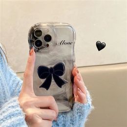 Designer Silicone Phone case Black Bow Suitable for iPhone 14 13 12 Pro max 11 14plus Soft shell Anti-fall phone case