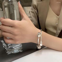 Bangle VENTFILLE Silver Colour Double Beads Square Bracelet For Women Girl Birthday Gift Trendy Exaggerated Design Jewellery Drop