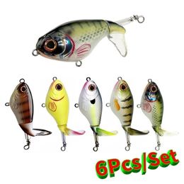 6Pcs lot 75mm 17g Pencil lure Set Topwater spinner Fishing lures bass whopper plopper frog trolling pesca whopper plopper 220107284K