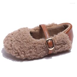 Boots Girls' Plush Warm Shoes Autumn And Winter Children's Cotton Sft Sole Flat Baby Kids Princess