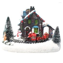 Christmas Decorations Luminous House Winter Scene Model Desk Ornament Snowy Village LED Light Resin Ornaments