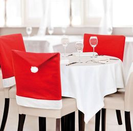 Christmas Chair Covers Santa Claus Hat Dining Chair Slipcovers Xmas Party Room Holiday Banquet Decoration