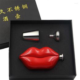 Hip Flasks Bpa-Free Mini 5oz Creative Lips Whisky Bottle Liquor Flagon Portable 304 Stainless Steel Alcohol Vodka Flask Gift Box Set