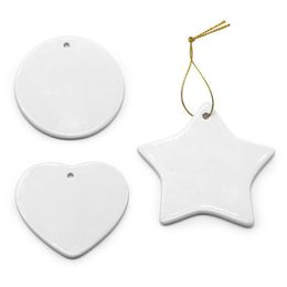 5 Styles Sublimation Blank Party Decoration Ceramic Pendant For Room Home Decor Christmas Ornaments Heat Transfer Printing Ceramics Dr Dhdkz