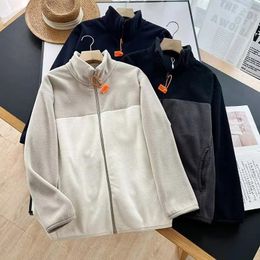 Men's Jackets Autumn And Winter Polar Fleece Zipper For Men Women Couples Contrasting Color Splicing