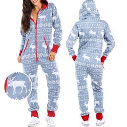 Women's Jumpsuits Rompers Plus Size Christmas Long Loose Pyjamas with Hood Colourful Adult Casual Printed Santa Cosy S XXL 231121