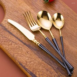 Dinnerware Sets Luxury Gold Cutlery Wedding Gift Stainless Steel Kitchen Breakfast Dessert Knife Fork Spoons Dinner Talheres OA50DS