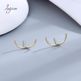 Stud Earrings 925 Sterling Silver Earring Gpld Color Smile Circle Simple Noble Luxury Ear Jewelry Gift For Women