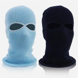 Winter Balaclava 2 3 Hole Full Face Mask Cap Knitting Motorcycle Shield Outdoor Riding Ski Mountaineering Head Cover Cycling Caps 246w