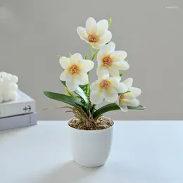 Decorative Flowers Artificial Flower 3D Printing Film Feel Magnolia Small Bonsai Indoor Creative Decoration