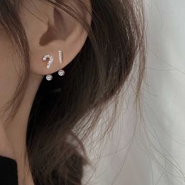 Charm Fashion Creativity Question Mark Exclamation Mark Earrings Geometry Silver Color Symbol Ear Studs for Women New Design Jewelry AA230421