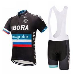 2019 Bora Cycling Jersey Maillot Ciclismo Short Sleeve and Cycling bib Shorts Cycling Kits Strap bicicletas O191217202301