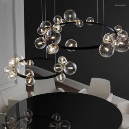 Chandeliers Lights Modern Glass Bubble Ceiling Nordic Living Room Pendant Lamps LED Lighting Kitchen Decor Hanging