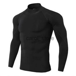 Men's T-Shirts Men Running Sport Shirts Gym Fitness Compression Skinny T-shirt Male Jogging Training Black Solid Tee Tops Crossfit Clothing J231121