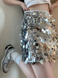 Skirts Women Sexy Design Summer Sequin High Waist Temperament Short Skirt A-line Wrapped Hips Street Mini 231121