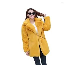 Women's Fur Warm Coat Woman Winter 2023 In Outerwears Female Lapel Plush Jacket Ladies Pink Faux Women Fluffy