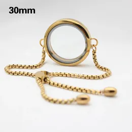 Charm Bracelets 20mm 25mm 30mm Gold Colour Stainless Steel Floating Charms Locket Bracelet For Women Girls Jewellery Making Bangle Gift