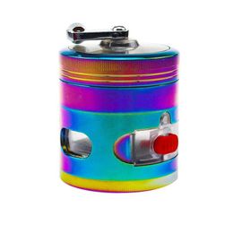 63mm 4-layers hand-cranked drawer metal Smoke Tobacco grinder manual zinc alloy Dazzle color Herb grinder Bhtcf