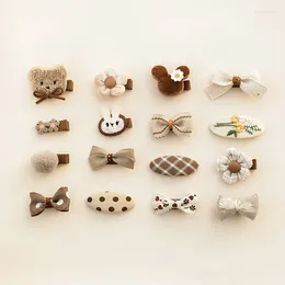 Hair Accessories 4pcs/lotBowknot Baby Girl Hairpins Cute Floral Plaid Dot Children Clips Hairpin Kids Barrettes