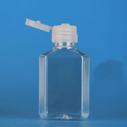 50ml hand sanitizer PET plastic bottle with flip top cap transparent square shape bottle for cosmetics disposable hand sanitizer Kcahh