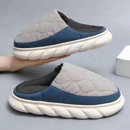 Slippers Winter Man 2023 Waterproof Non-Slip Plush Home Shoes Men Platform Soft Bottom Keep Warm Cotton-Padded