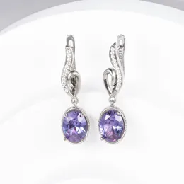 Dangle Earrings Colour Changing Alexandrite Clasp Pure 925 Sterling Silver Oval 9 7mm Gemstone For Women's Gift Summer Jewellery Nice