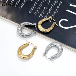 Hoop Earrings Fashion Stainless Steel Twist For Women Charm Europe America Knit Ear Buckle Ladie Birthday Luxury Jewelry