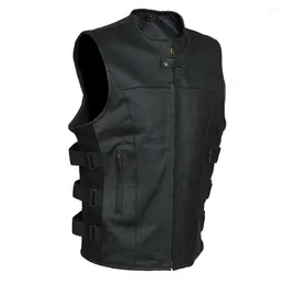 Men's Vests Biker Faux Leather Waistcoat Mens Cut Motorcycle Black Various Club Bikers