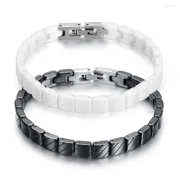 Link Bracelets Bangles For Women Black White Ceramic Stainless Steel Buckle Decoration Jewellery