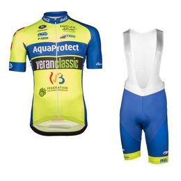 Aqua Protect Veranclassic team Cycling Short Sleeves jersey bib shorts sets Mens Clothing Bike summer quick dry Bicycle clothing U2850