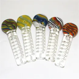 Freezable glycerin coil Pyrex Oil Burner Pipes Spoon Glass Pipes Hand Pipe Glass Smoking Pipes Tobacco Dry Herb For Silicone Bong Glass Bubbler