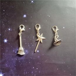 Charms 3pcs/set Clip On Charm Witch Jewelry Broom Zipper Pull Friendship Gift Halloween Hat Pendant Diy