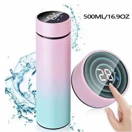 Water Bottles Stainless steel bottle with digital temperature display intelligent measuring cup LED 500ml 231121