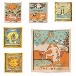 European tarot tapestry astrology wall hanging decoration cloth sun moon star tenture mural modern room dorm decor2658