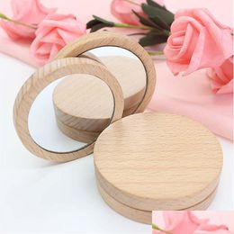 Travel Mini Makeup Mirror Can Be Custom Logo Portable Wooden Drop Delivery Dhbwx