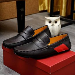 Men Loafers Luxurious Designers Shoes Genuine Leather Brown black Mens Casual Designer Dress Shoes Slip On Wedding Shoe 05