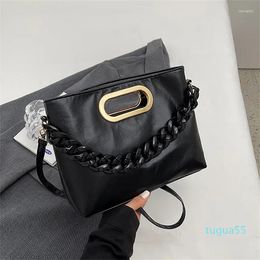 Shoulder Bags Fashion Chain Decor Crossbody Women Soft Retro PU Leather Handbags Square Ladies Messenger Bag