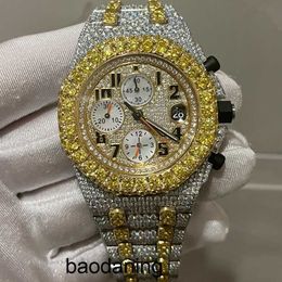 Stones Ap Moissanite Watch Mens Version Watches Gold Silver Pass Test Royal Vvs Diamonds Automatic Eta Movement Luxury Full Iced Out 2-tone Chronograph cy