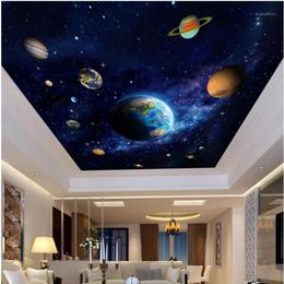 3d ceiling murals wall paper picture Blue planet space painting decor po 3d wall murals wallpaper for living room walls 3 d1216h