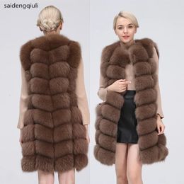 Women's Fur Faux Fur Natural Real Fox Fur Vest Natural Fur Coat For Jacket Female Coats Vest Waistcoat Long Fur Coats Real Fur Coat Fox Vest Jacket 231121