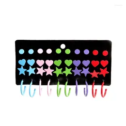 Stud Earrings Trendy 20 Pairs Candy Color Set For Women Girls Sweet Cute Star Heart Simple Party Jewelry Gifts