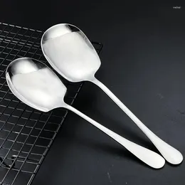 Spoons Large Stainless Steel Spoon Thicken Long Handle Soup Round Scoops For Pot Colander Cooking Utensils Kitchen Tableware