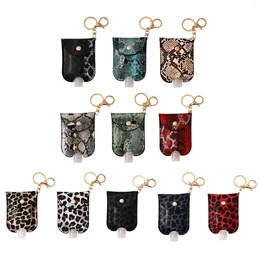 Keychains 1 PC PU & Plastic Snake Skin Hand Sanitizer 30ml Empty Bottle Wash Keychain Keyring Silver Colour Rectangle Print 10cm X 7cm