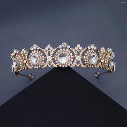Hair Clips Wedding Round Crown Luxury Diadem Headband Rhinestone Headpiece Bridal Headwear Tiaras Princess Headdress Jewellery